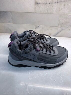 Columbia Women's trail Gray Sneakers with Purple Tabs waterproof sneakers